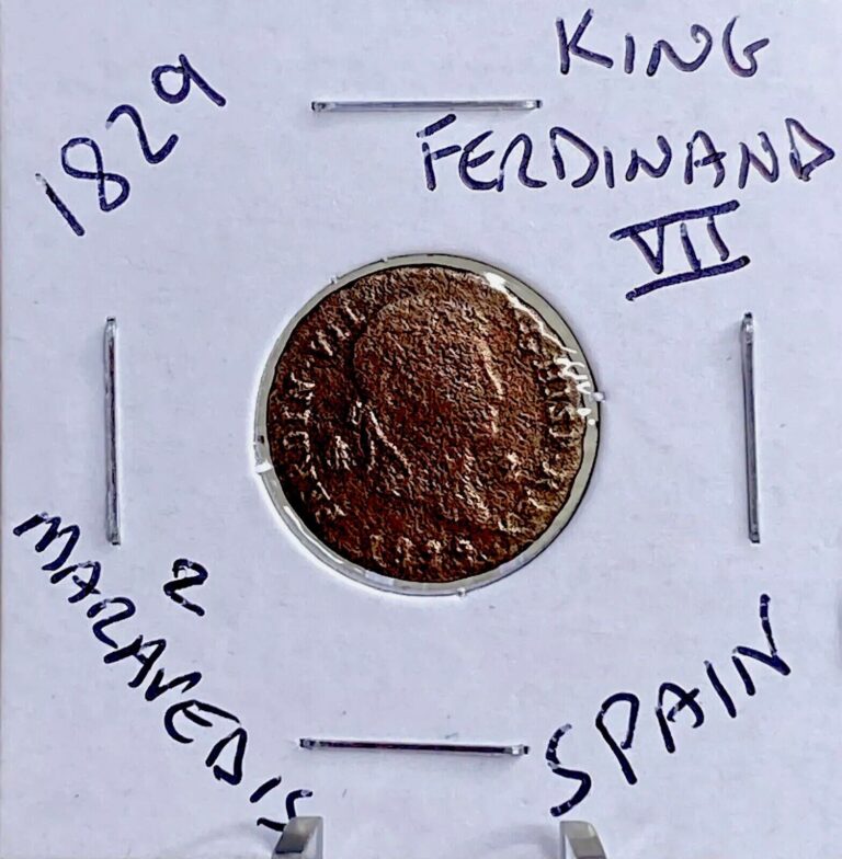 Read more about the article 1829 Spanish 2 Maravedis Old Rare Coin King Ferdinand VII 195 Years Old