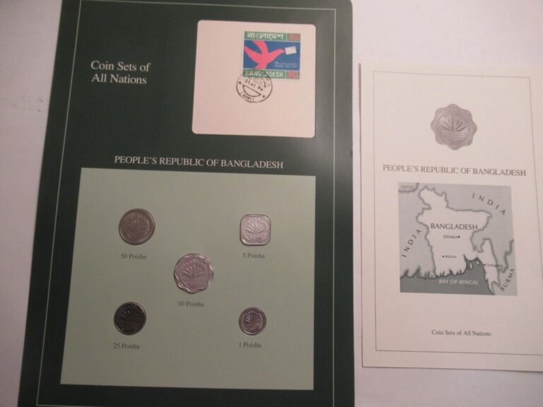 Read more about the article Coins of All Nations Series Bangladesh 5 Coin Unc. Set 1994 1st Day Stamp