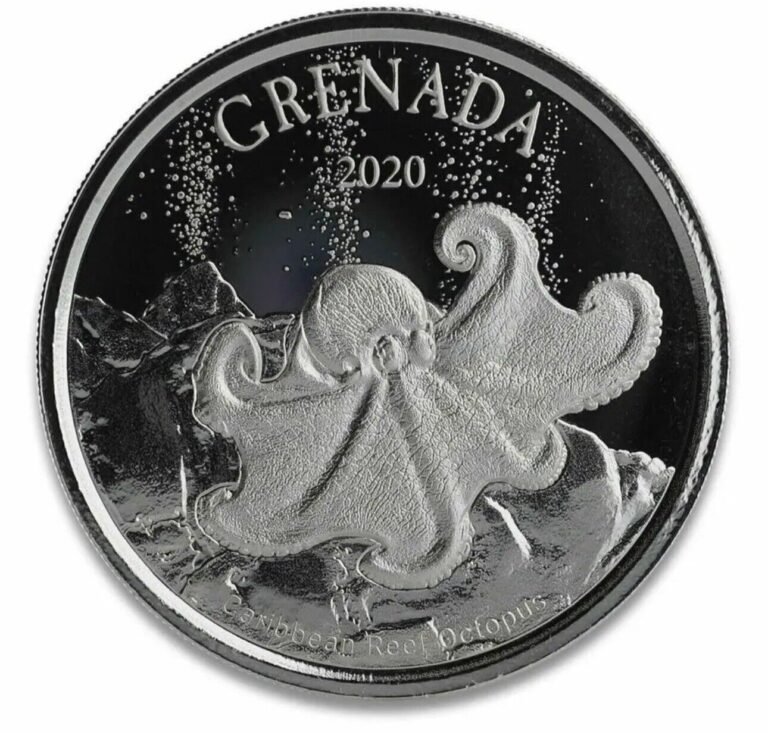 Read more about the article 2020 1 oz .999 Silver Coin – Grenada Octopus Volcano – BU Silver Coin