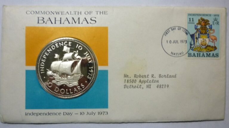 Read more about the article 1973 BAHAMAS – 10 DOLLARS – SANTA MARIA SHIP – 1.5 Oz PROOF SILVER on FDC w/ COA