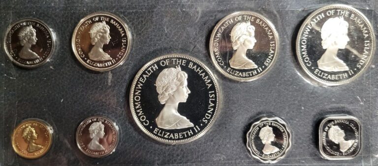 Read more about the article 1972 The Bahamas Silver 9 Coin Proof Set 2.871 Troy Ounces Silver