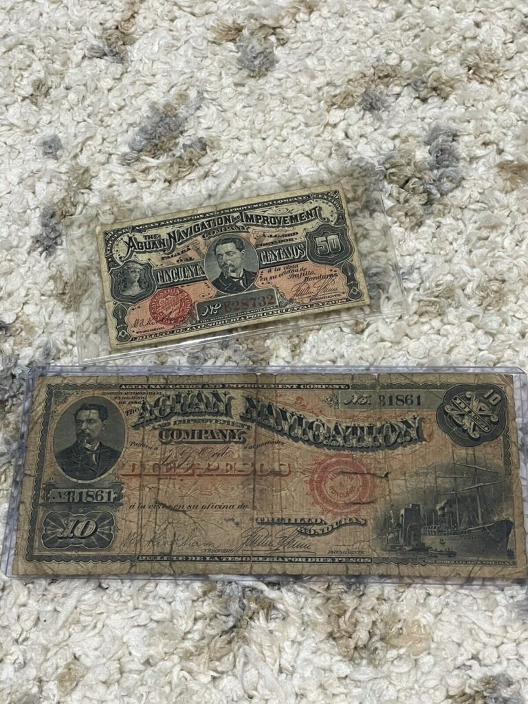 Read more about the article Honduras Banknotes Aguan Navigate 1886. 10pesos  25 Centav