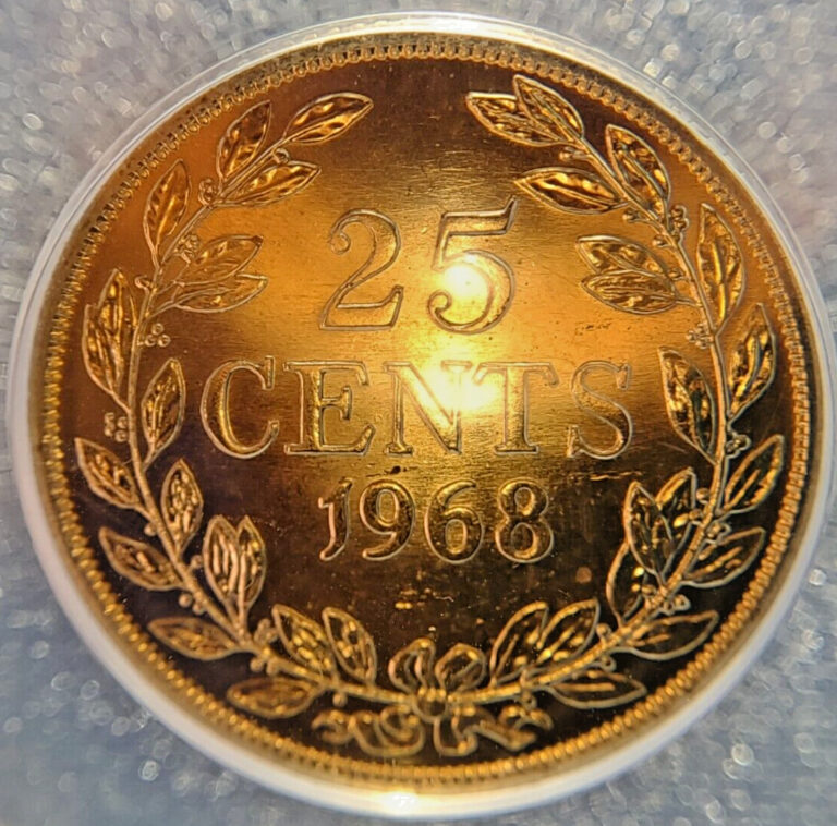 Read more about the article 1968 Liberia 25 Cents KM# 16a.2 MS 65 Absolutely Stunning Fantastic Condition