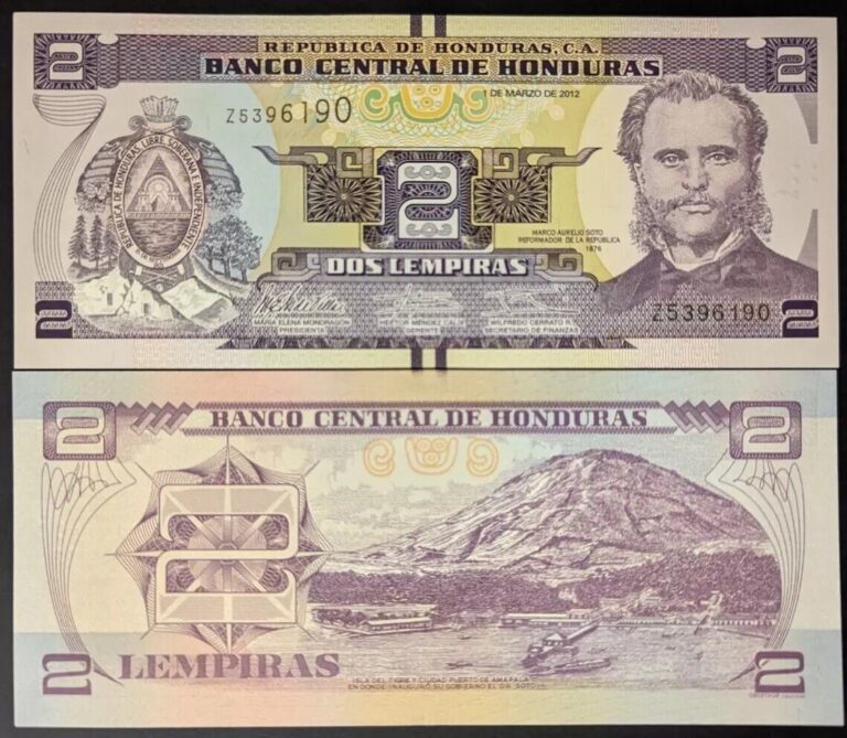 Read more about the article Honduras  2 Lempiras  2012  Uncirculated Banknote World Money