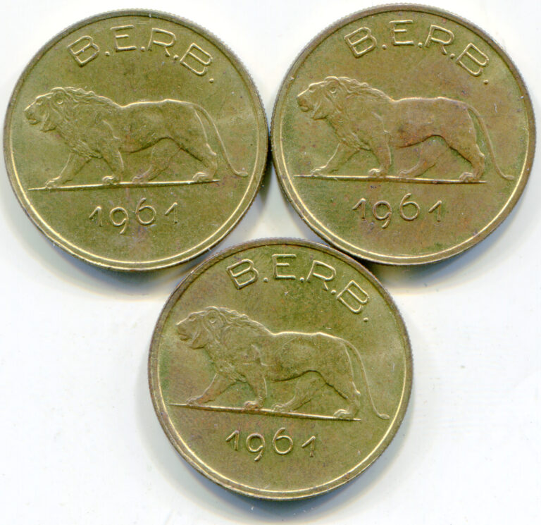 Read more about the article Rwanda One Franc coins 1961 lot of (3) high grade coins   lotapr4225