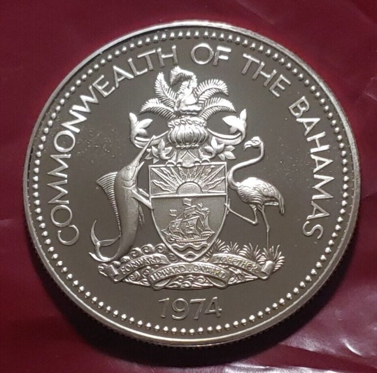 Read more about the article 1974 Bahamas Silver Dollar Proof – 80% Silver – 34.54mm – Mintage 94 000 #67