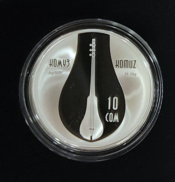 Read more about the article KYRGYZSTAN: 2018 Silver coin 10 Som KOMUZ Musical instruments MUSIC PROOF