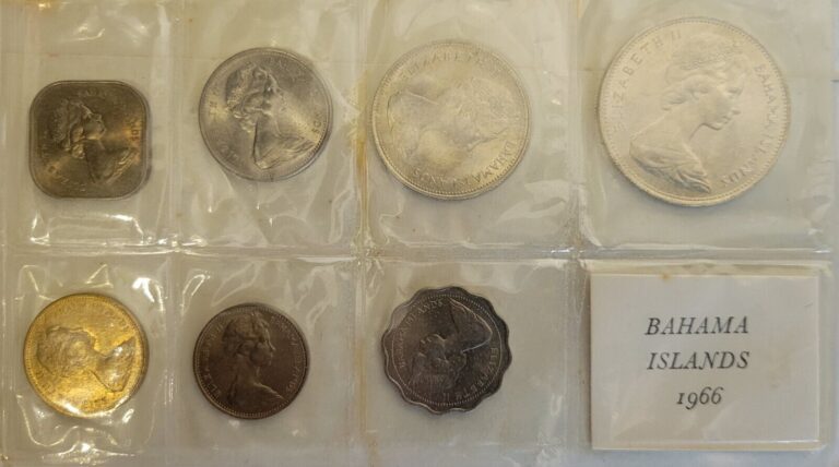 Read more about the article 1966 Bahama Islands 7 Coin Mint Set. With 2 Silver Coins.