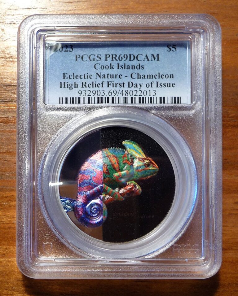 Read more about the article 2023 Cook Islands Eclectic Nature Chameleon 1oz Silver PCGS PR69DCAM FDOI