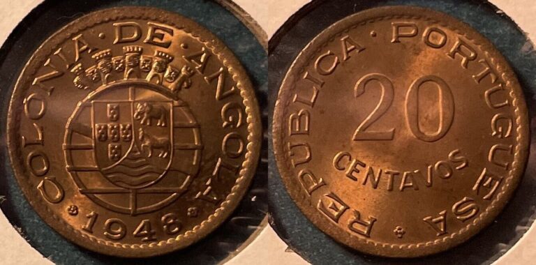 Read more about the article Angola 1948 20 Centavos KM-71 Bronze BUNC #BB16 – US Seller