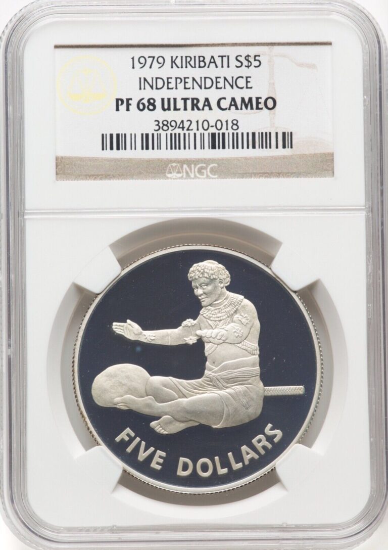 Read more about the article KIRIBATI  1979  5 DOLLARS PROOF SILVER COIN  NGC CERTIFIED PF68 ULTRA CAMEO