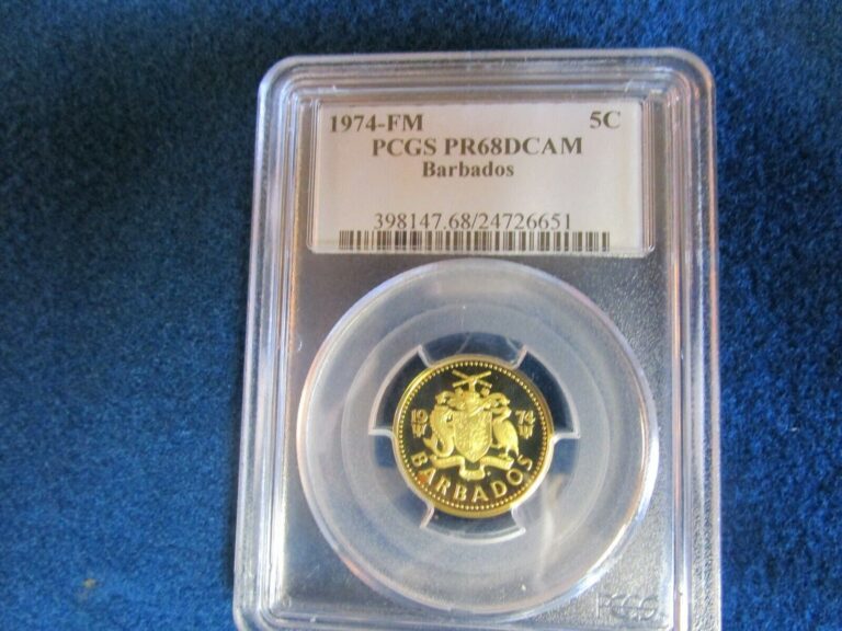 Read more about the article 1974 FM Barbados 5 Cents PCGS Graded PR68 Population of 5 total