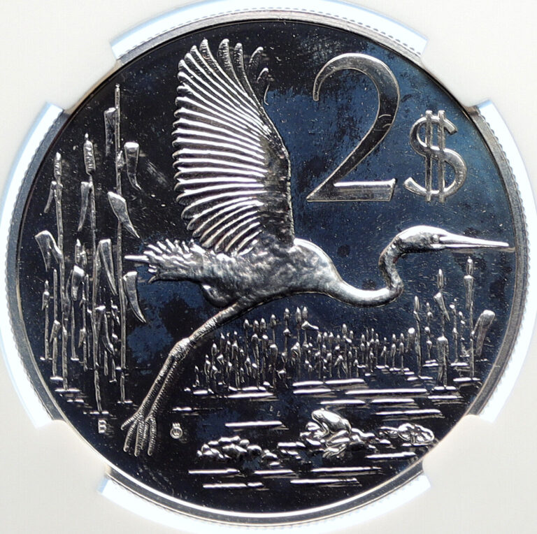 Read more about the article 1972 CAYMAN ISLANDS Great Blue Heron BIRD Proof Silver 2 Dollar Coin NGC i106385