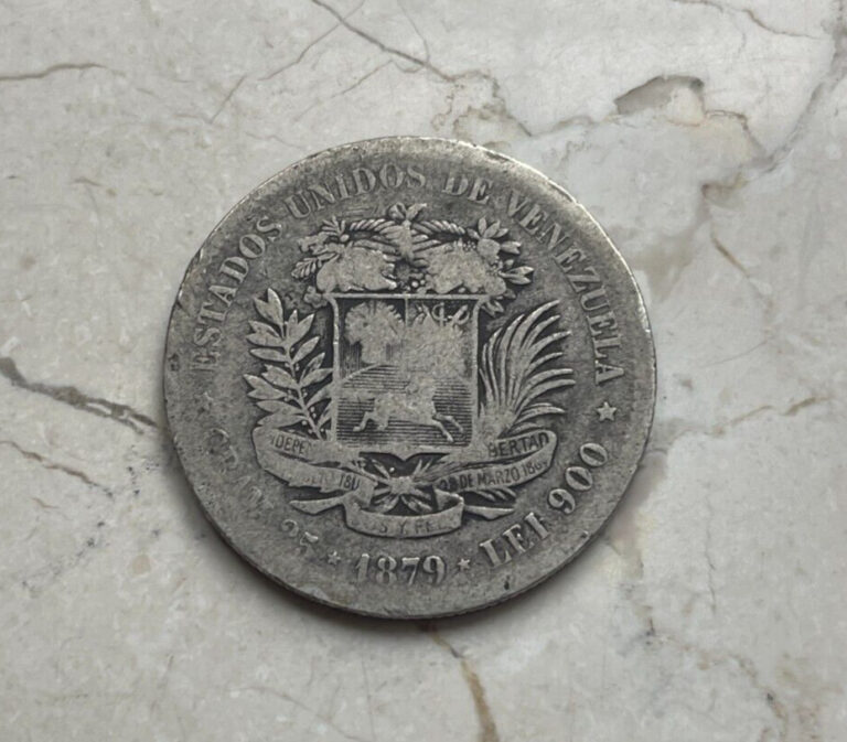 Read more about the article 1879 Venezuela 5 Bolivares – Silver