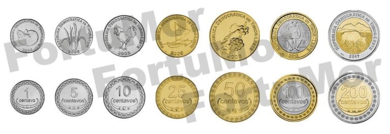 Read more about the article Timor Leste  UNC  7 Coins SET  1 5 10 25 50 100 200 Centavos  2004 2017  BIMETAL