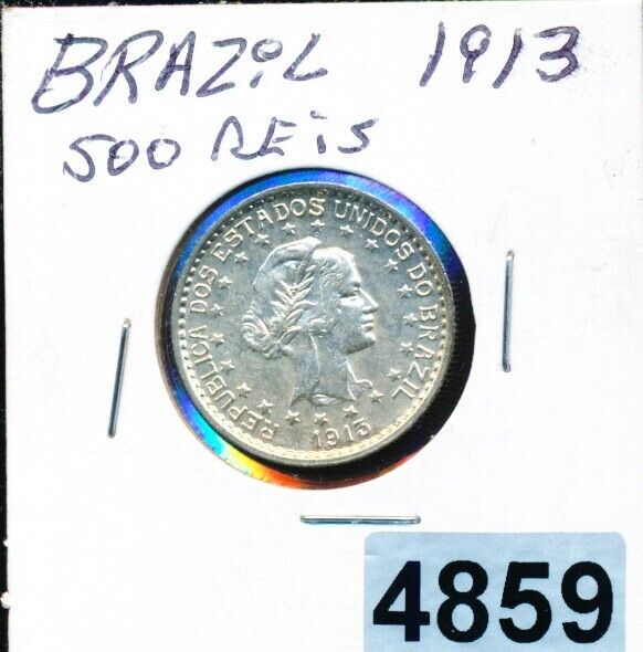 Read more about the article BRAZIL – 1913 – 500 REIS – SILVER – K512 BU – #4859