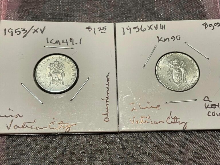 Read more about the article VATICAN CITY LOT OF 2 COINS:1953XV KM49.1 and 1956XVIII KM50  ALUMINUM