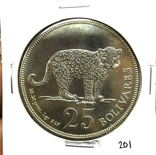 Read more about the article Venezuela Leopard 25 Bolivares 1975 Silver Coin UnCirculated Animal WildLife#201