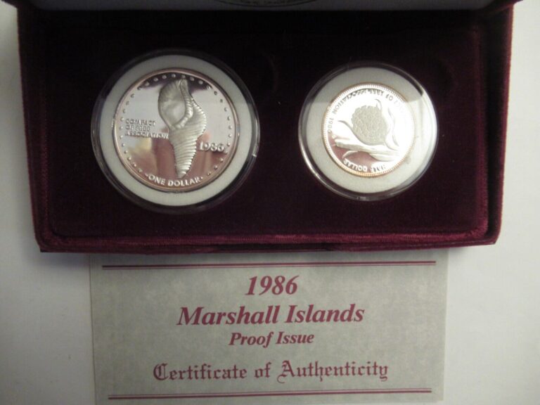 Read more about the article 1986 Marshall Islands 2 Coin Silver Proof Set (1 and 1/2 oz ASW) COA