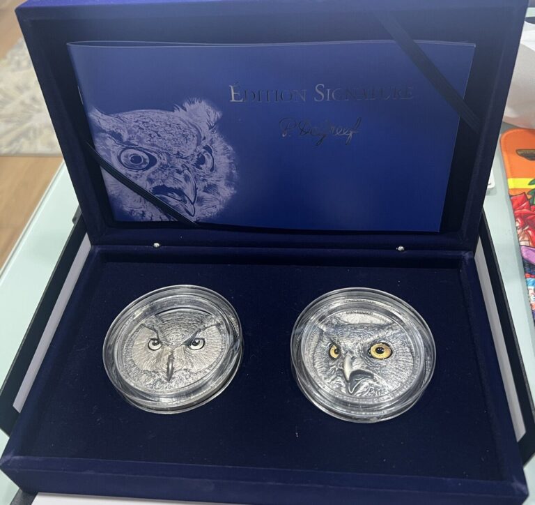 Read more about the article Ivory Coast 2021 – Edition Signature – Owl – 2 x 5000 Francs silver coin 2×5 oz