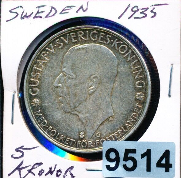 Read more about the article Sweden 5 Kronor 1935 – Silver Crown – #9514