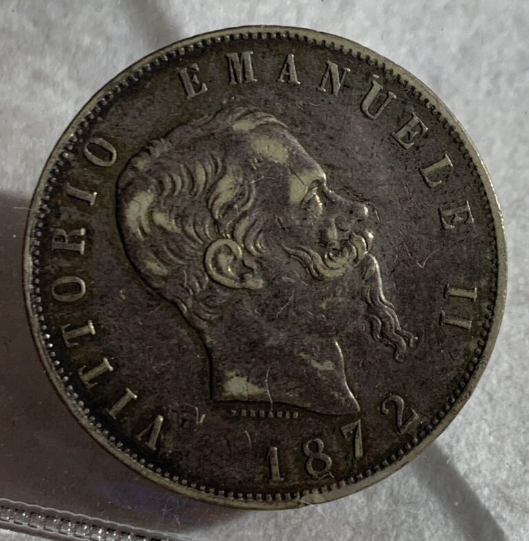 Read more about the article 1872 Italy 5 Lira SILVER Coin XF