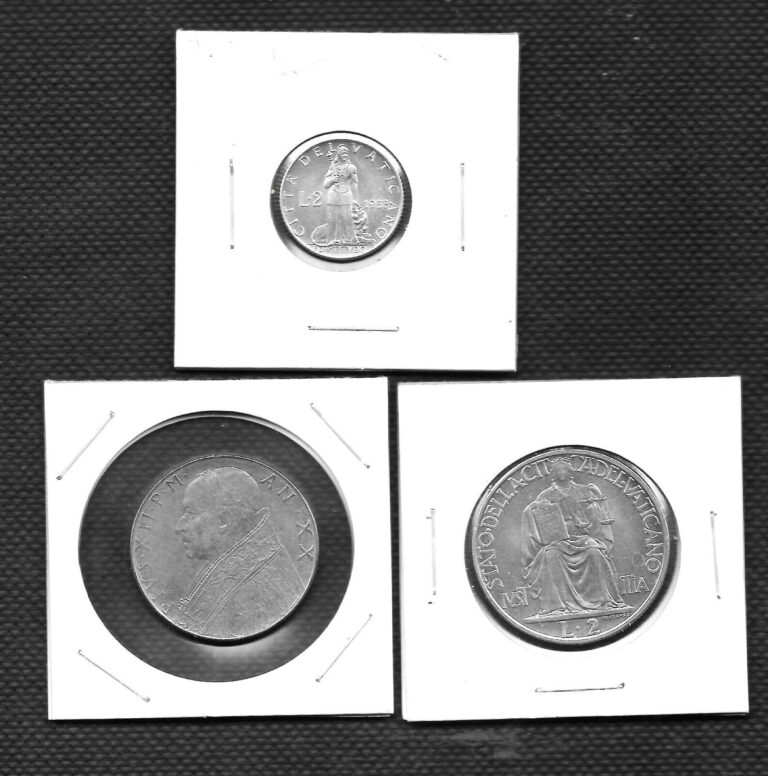 Read more about the article Vatican – Lot of 3 Coins – 1942  1958 and 1953