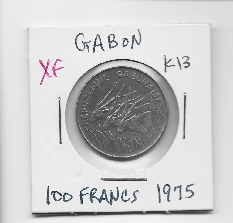 Read more about the article Gabon (now Central African States) 100 Francs 1975 K13 Obsolete Eland Antelope