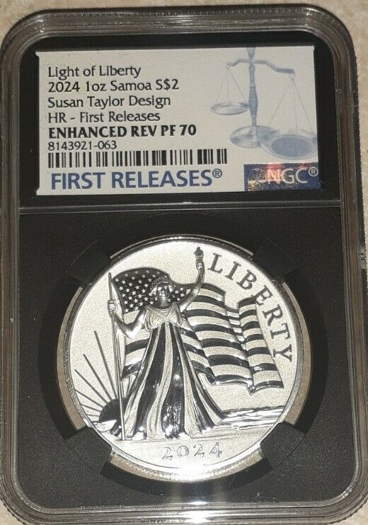 Read more about the article 2024 Samoa Light of Liberty NGC PF70 Enhanced Reverse 1oz Silver Taylor Mercanti