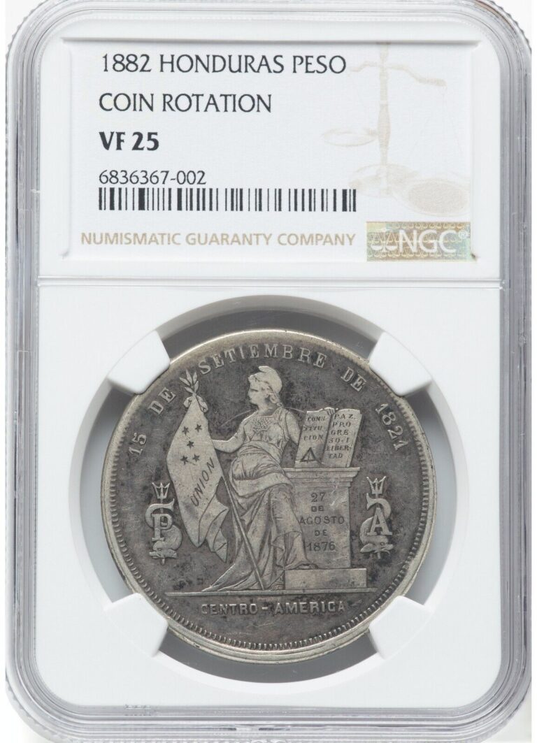 Read more about the article Honduras 1 Peso 1882   VF25 rare silver coin