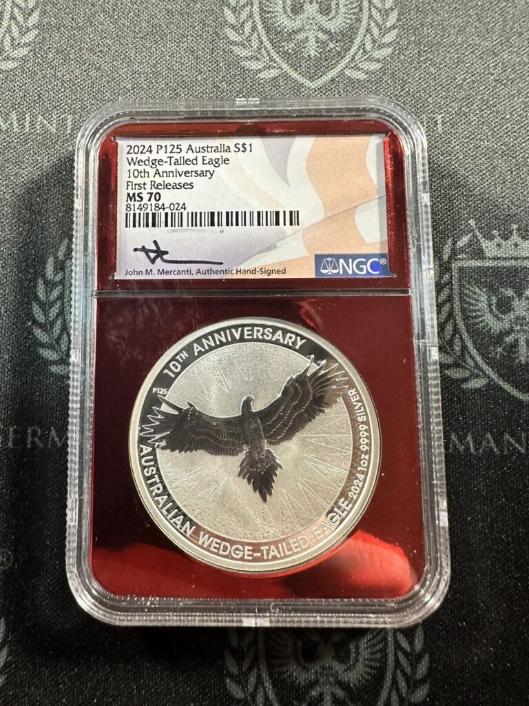 Read more about the article 2024 Australia Wedge Tailed Eagle Red Label 1 oz Silver NGC MS70 Mercanti signed