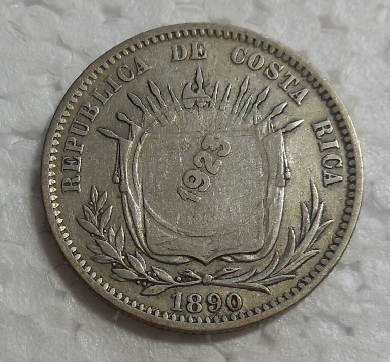 Read more about the article 1923 COSTA RICA 50 CENTIMOS COUNTERSTAMP ON 1890 25 CENTAVOS SILVER COIN