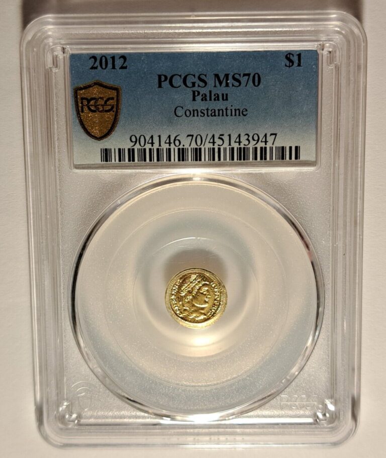 Read more about the article 2012 PALAU ROMAN EMPIRE .5 GRAM 999 GOLD $1 COIN PCGS MS70 CONSTANTINE RARE