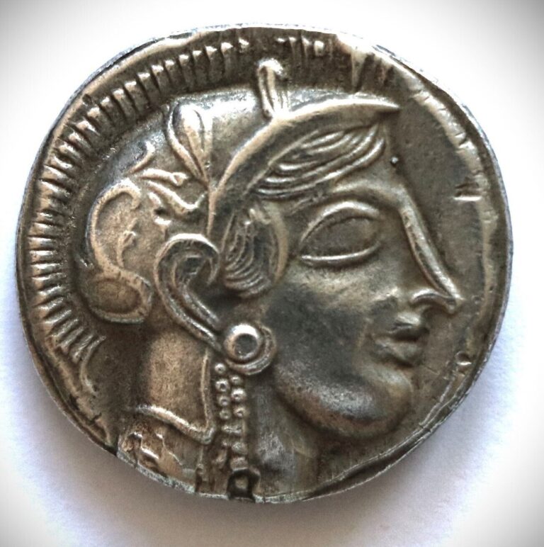 Read more about the article Athena Owl Silver Ancient Coin Greece Greek 450BC  24mm 9 6g 925 Silver