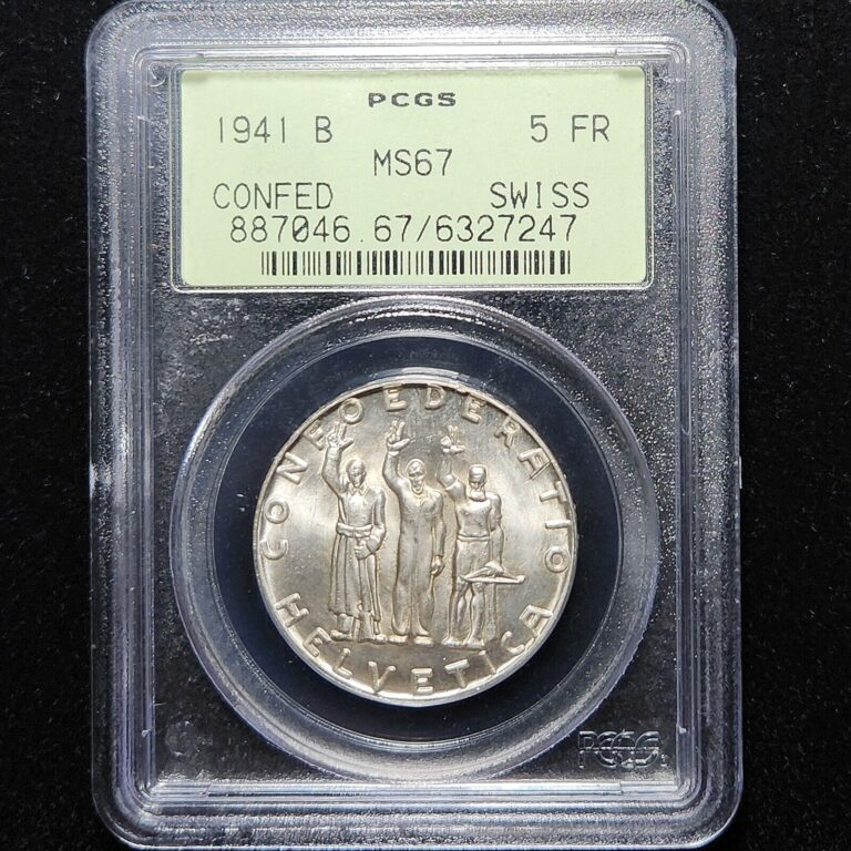 Read more about the article Silver 1941-B Switzerland 5 Francs Confederation Commemorative | PCGS MS67 OGH