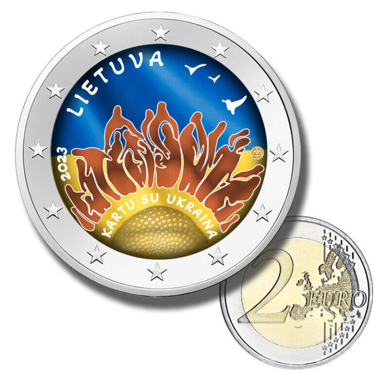 Read more about the article 2 Euro Coloured Coin 2023 Lithuania Together with Ukraine €2 Lietuva Ukraina