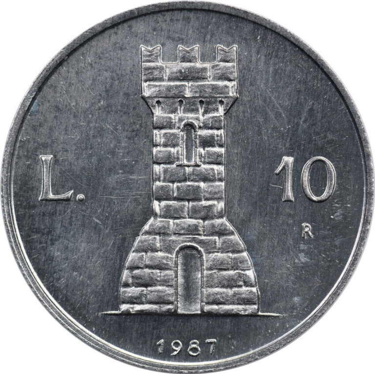 Read more about the article San Marino – 10 Lire – 1987 R – Unc – Serravalle Castello