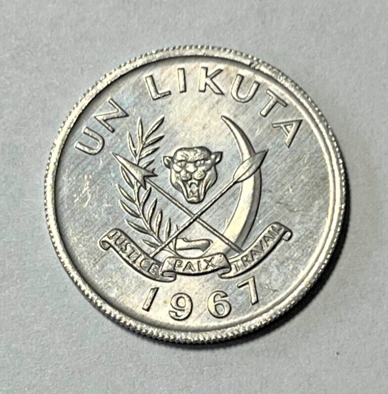 Read more about the article 1967 Congo 1 likuta Coin Lion Head Cat Animal African Wildlife
