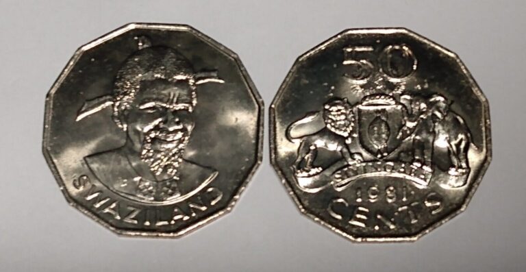 Read more about the article 1981 SWAZILAND 50 CENTS (2 COINS) UNC  COPPER NICKEL ELEPHANT LION AFRICA