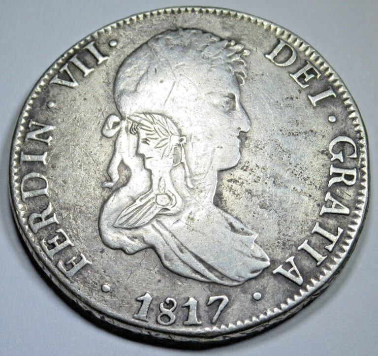 Read more about the article 1817 Graffiti Bust Spanish Bolivia Silver 8 Reales Genuine Colonial Dollar Coin