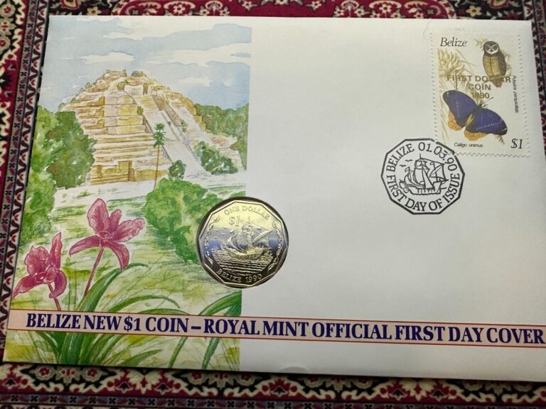 Read more about the article 1990 Belize Dollar Coin and Stamp envelope RARE 1st Day of Issue #XX120