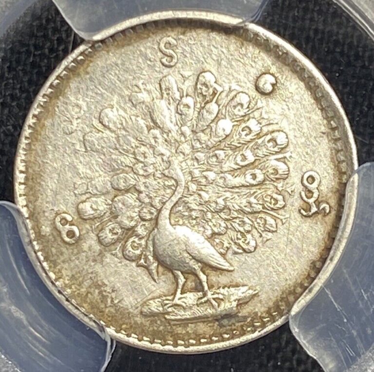 Read more about the article Burma PEACOCK Mu Silver Coin 1852 AD CS1214 Myanmar Mandalay Mint Mindon PCGS XF