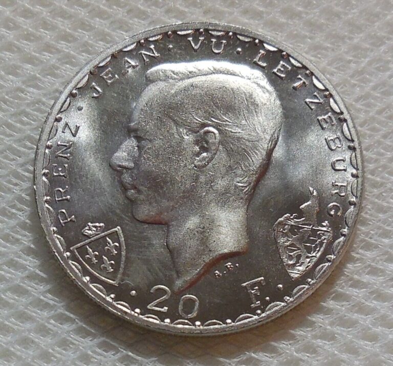 Read more about the article 1946 LUXEMBOURG 20 FRANCS SILVER COIN 600TH ANNIVERSARY JOHN THE BLIND GEM BU