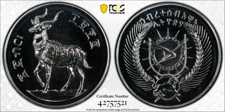 Read more about the article EE1970 (1978) 25 BIRR ETHIOPIA MOUNTAIN NYALA SILVER PCGS MS68 #42757521 TOP POP