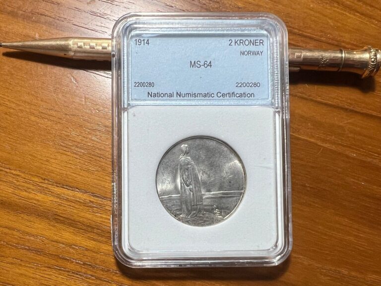 Read more about the article T2: Norway 1914 Silver 2 Kroner. Free Shipping in U.S.