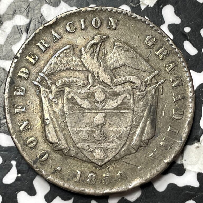 Read more about the article 1859 Colombia 1 Peso Lot#JM7383 Large Silver Coin!