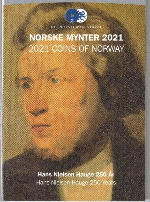 Read more about the article 2021 Norway 20 Kroner and Colorized Metal Hans Nielsen Hauge 250 Years Coin Set!