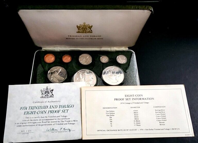 Read more about the article 8 World Coin 1974 Republic of Trinidad and Tobago Gem Proof Set KM PS9 ASW 1.9242