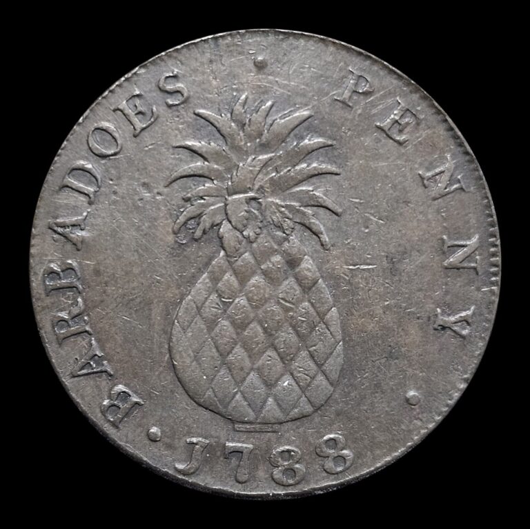 Read more about the article 1788 Barbados Slave Pineapple Penny XF