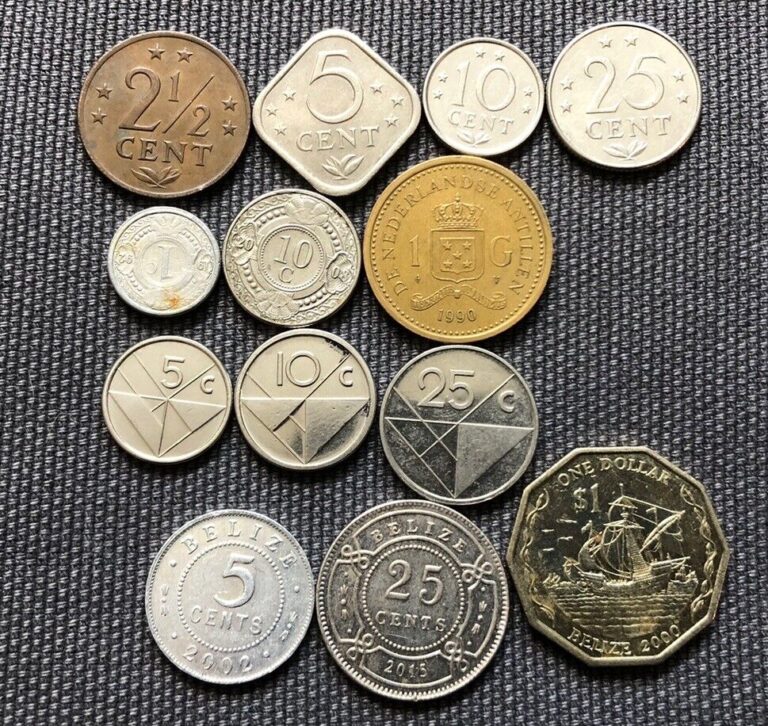 Read more about the article Netherland Antilles  Aruba 🇦🇼  Belize 🇧🇿  Lot Of 13  World Foreign Coins